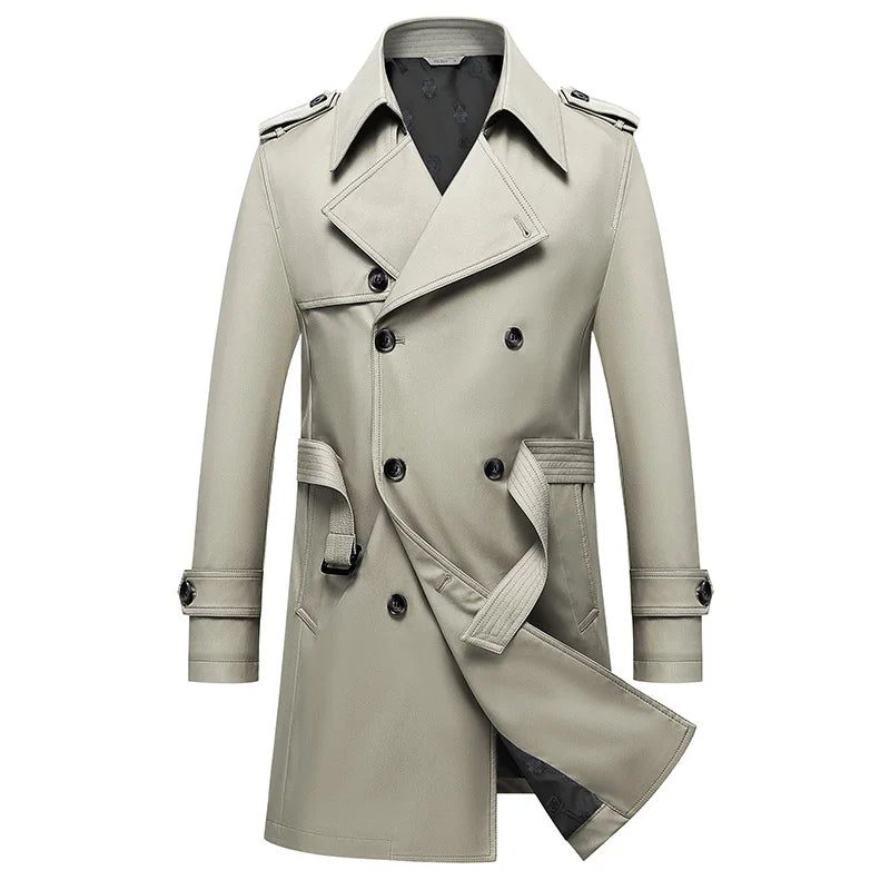 Trench Coat Classique Élégant pour Hommes Grande Taille
