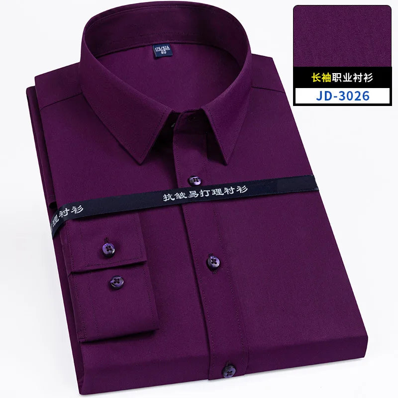 Chemise Habillée à Manches Longues, Coupe Slim, de Grande Taille S-8XL – Élégance et Confort