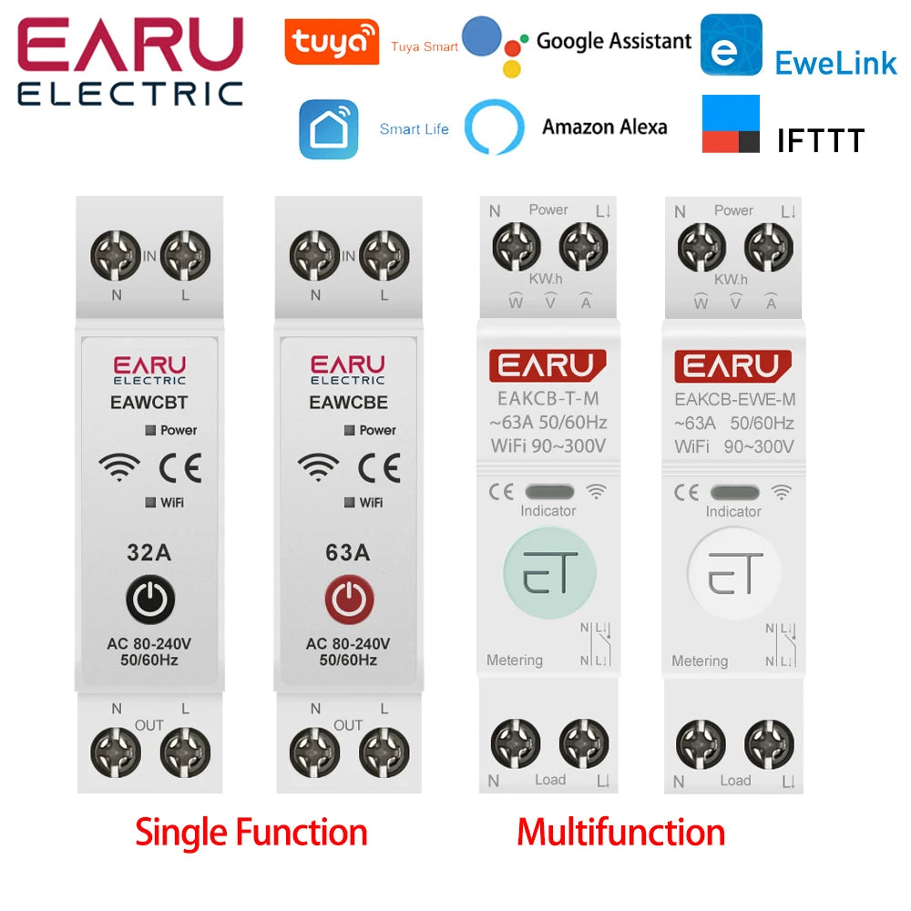 Disjoncteur Intelligent avec Mesure de Puissance – WiFi Tuya eWeLink 1P 63A