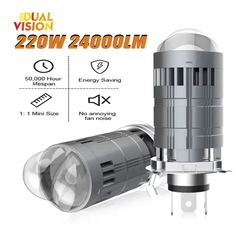 Ampoule Mini LED Projecteur H4 Bi pour Phares de Voiture et Moto