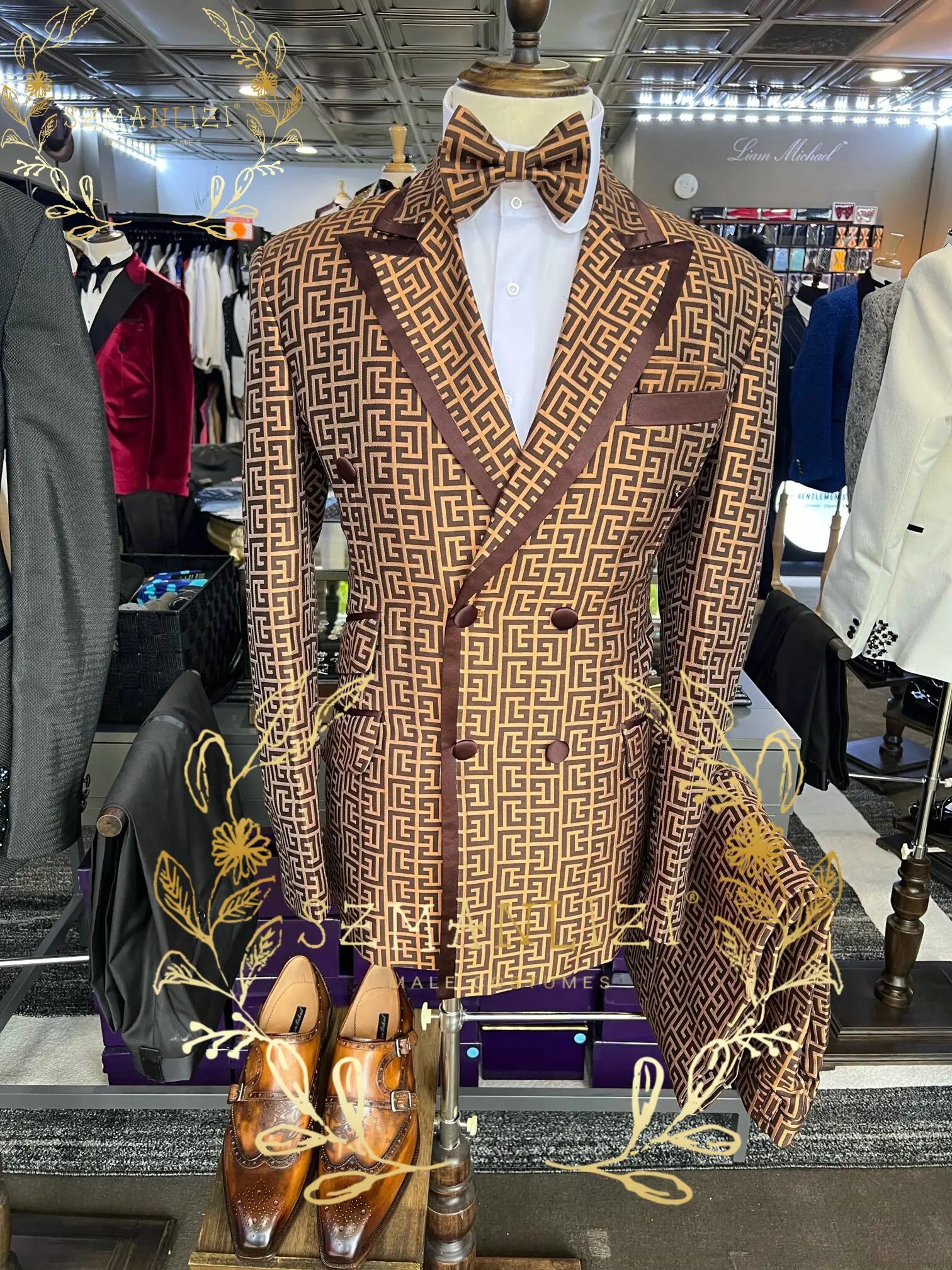 Ensemble Blazer et Pantalon Slim Fit à Carreaux pour Hommes