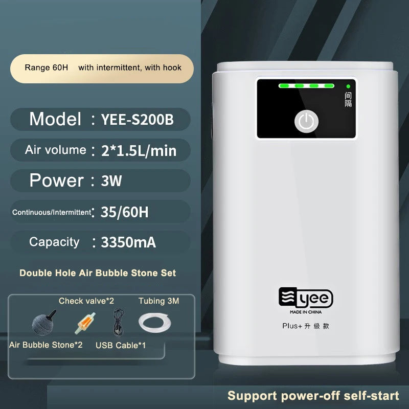 Pompe à Oxygène pour Aquarium – Performance Silencieuse et Rechargeable