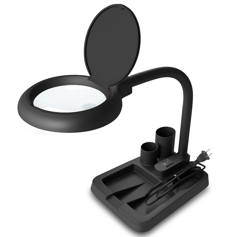 Loupe avec Éclairage LED – Grossissement 5X et 10X, Lampe de Table Essentielle