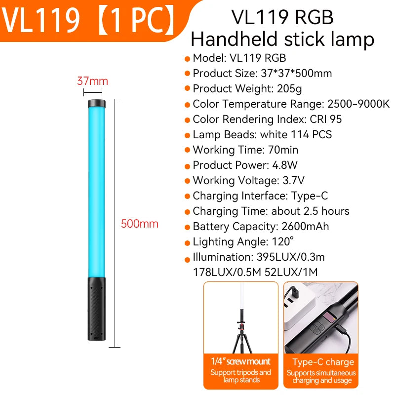 Bâton Lumineux RGB à Main – Ulanzi VL119