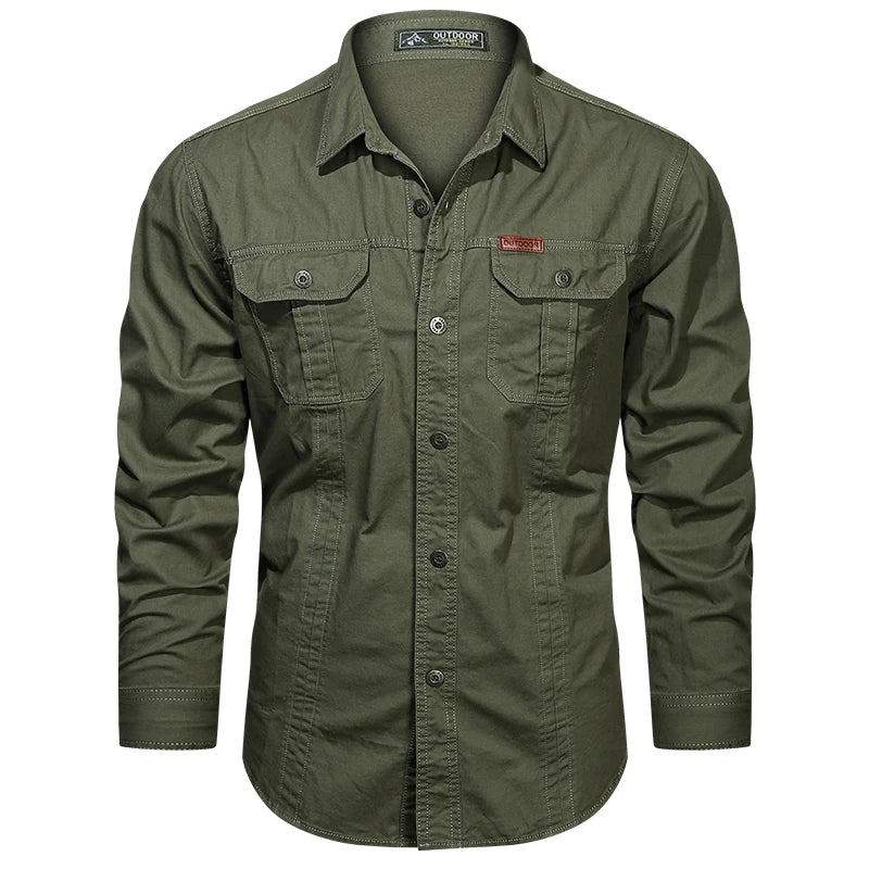 Chemise Casual en Coton pour Homme, Style Camisa Militar, à Manches Longues
